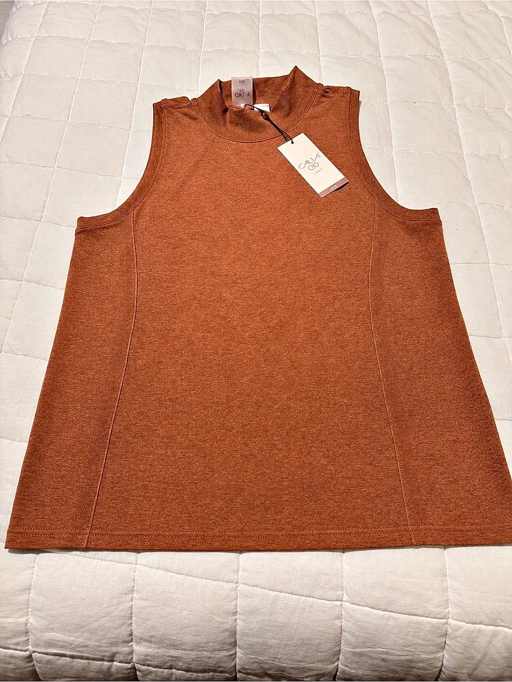 Calia Seamless Sleeveless Mock Tank in Orange XXL